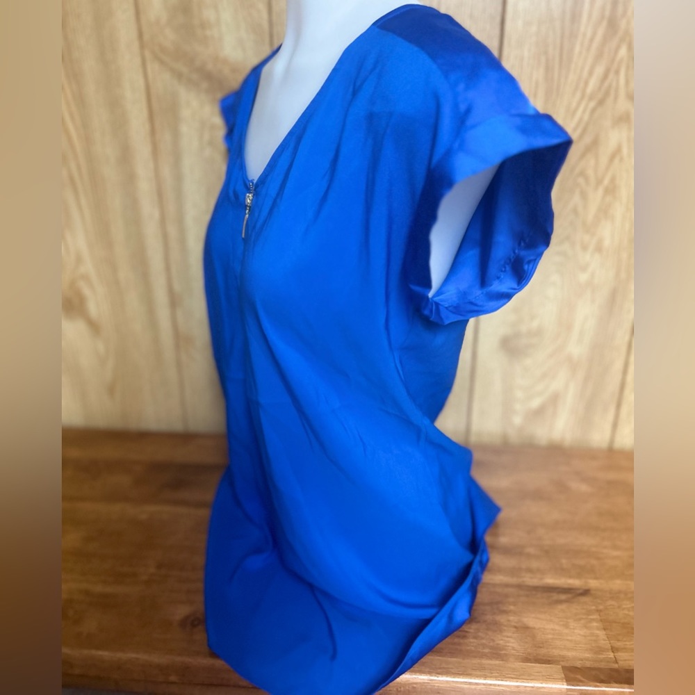 Express Blue Zip-Front Top - Picture 3 of 6